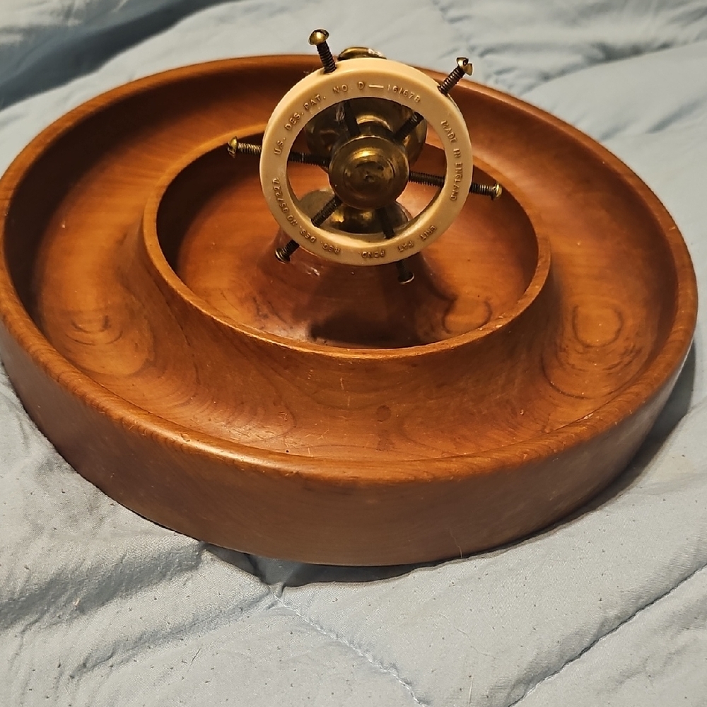 MID CENTURY MODERN 50s Wooden Nautical Steering Wheel Nut Cracker Home Decor